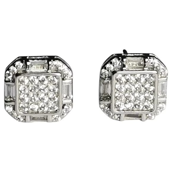 NEW, Art Deco styled earrings in Sterling Silver CZ - Picture 1 of 8